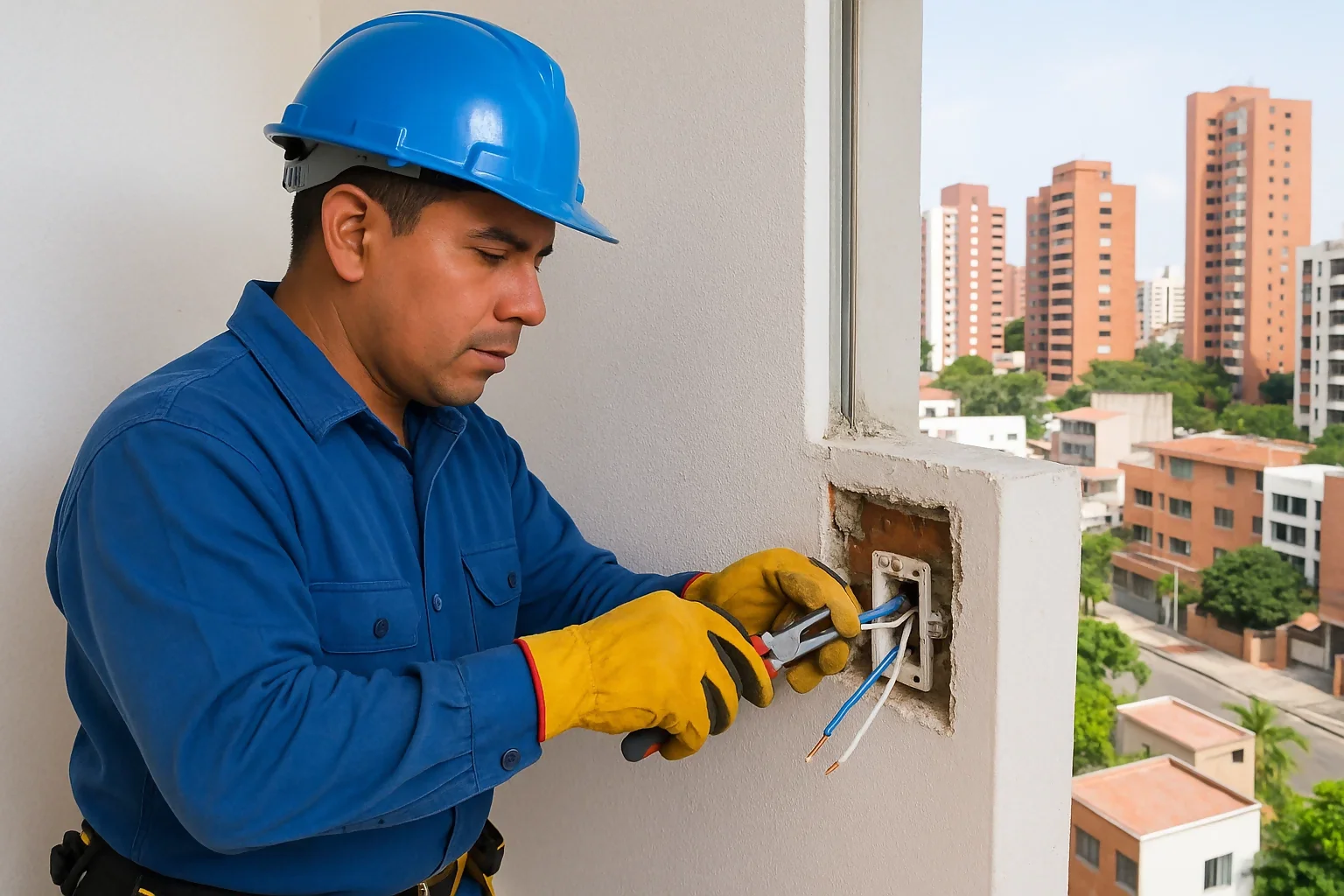 Electricistas 24 horas Barranquilla realizando instalación profesional